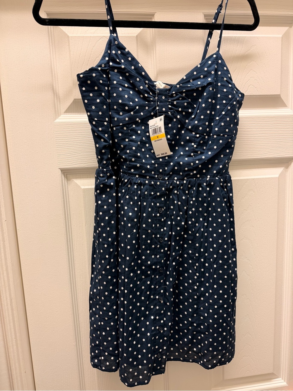 Sincerely Jules Navy Blue Polka Dot Mini Dress